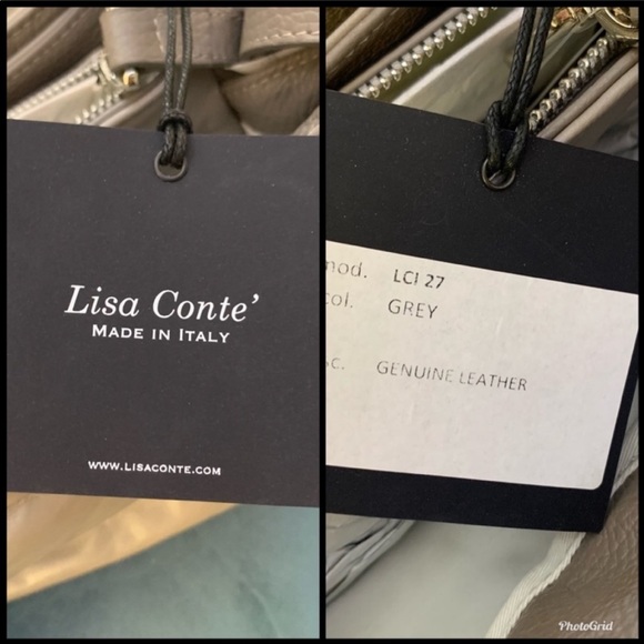 Lisa Conte grey genuine leather shoulder/crossbody bag - Picture 6 of 8